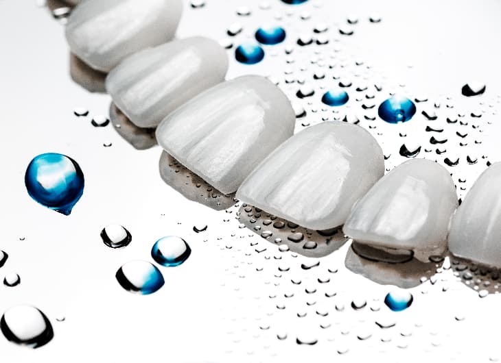 dental crowns on wet floor